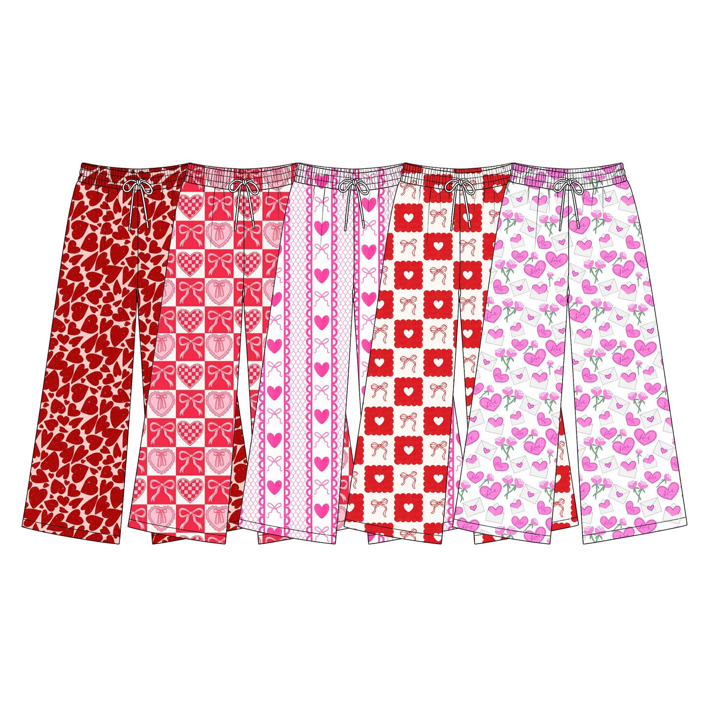 ( Moq 5 ) Custom Adult Women Bows Hearts Valentine Pants Bottom Clothes