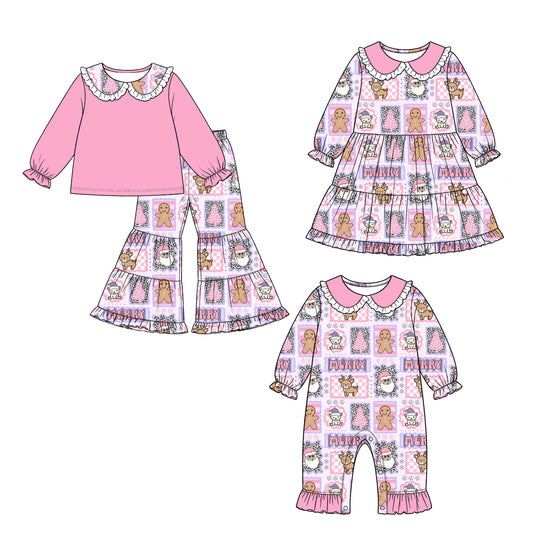 ( Moq 5 Each Style ) Baby Girls Kids Gingerbread Christmas Sibling Romper Dress Set Clothing