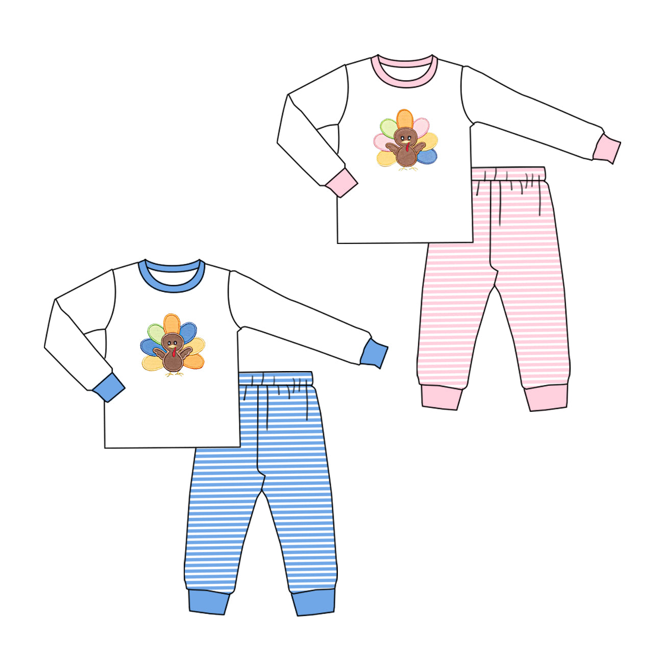 ( Moq 20 Each Style ) Sibling Baby Boys Girls turkey Shirts Stripes Pants Sibling Fall Pajamas Sets Clothes