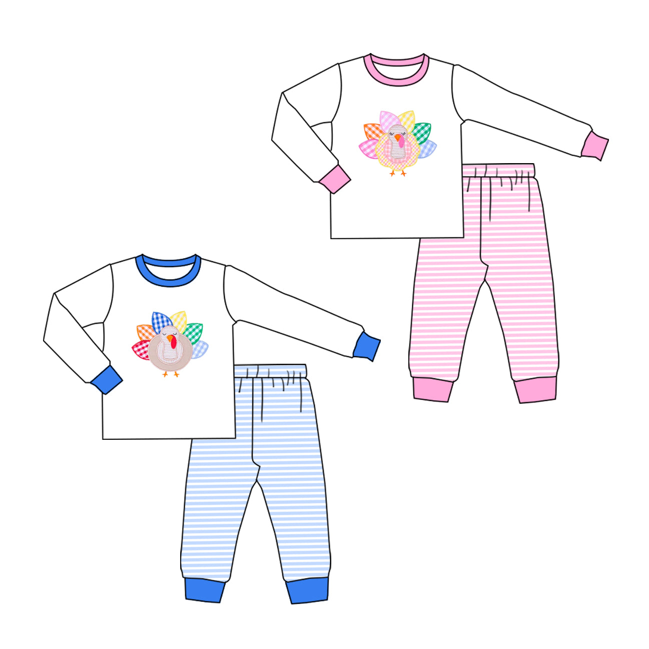 ( Moq 20 Each Style ) Sibling Baby Boys Girls turkey Shirts Stripes Fall Pants Sibling Pajamas Sets Clothes
