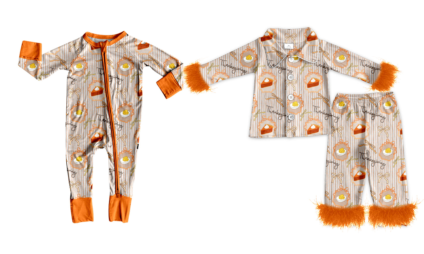 ( Moq 5 Each Style ) Sibling Baby Girls Kids Long Sleeves Thanksgving Pajamas Romper Set Clothes
