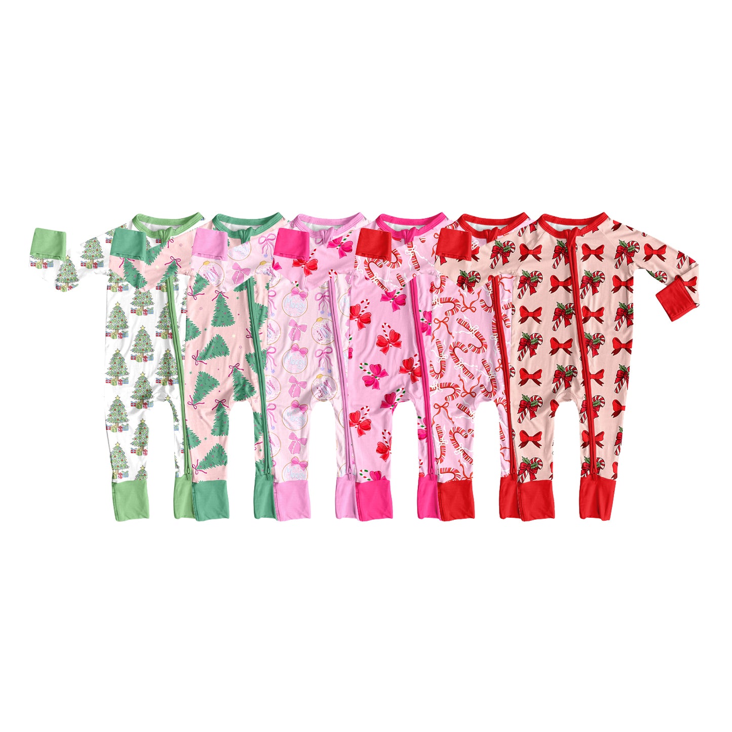 ( Moq 5 Each Style ) Sibling Baby Girls Infant Long Sleeves Christmas Bows Footie Sleeper Rompers Clothes