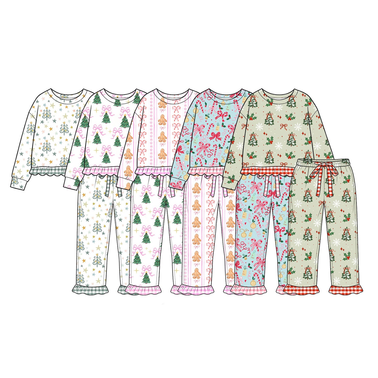 ( Moq 5 Each Style ) Sibling Baby Girls Kids Long Sleeves Bows Pullovers Pants Christmas Sets Pajamas Clothes