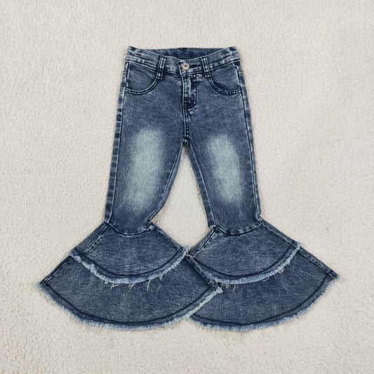 Baby Girls Kids Double-layered Bell Denim Pants Jeans RTS