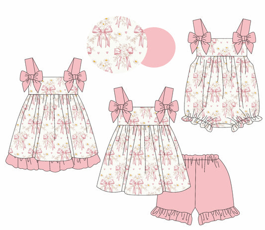 Baby Girl Bows Flower Straps Sibling Romper Dress Set ( Moq 5 Each Style ) 1.23