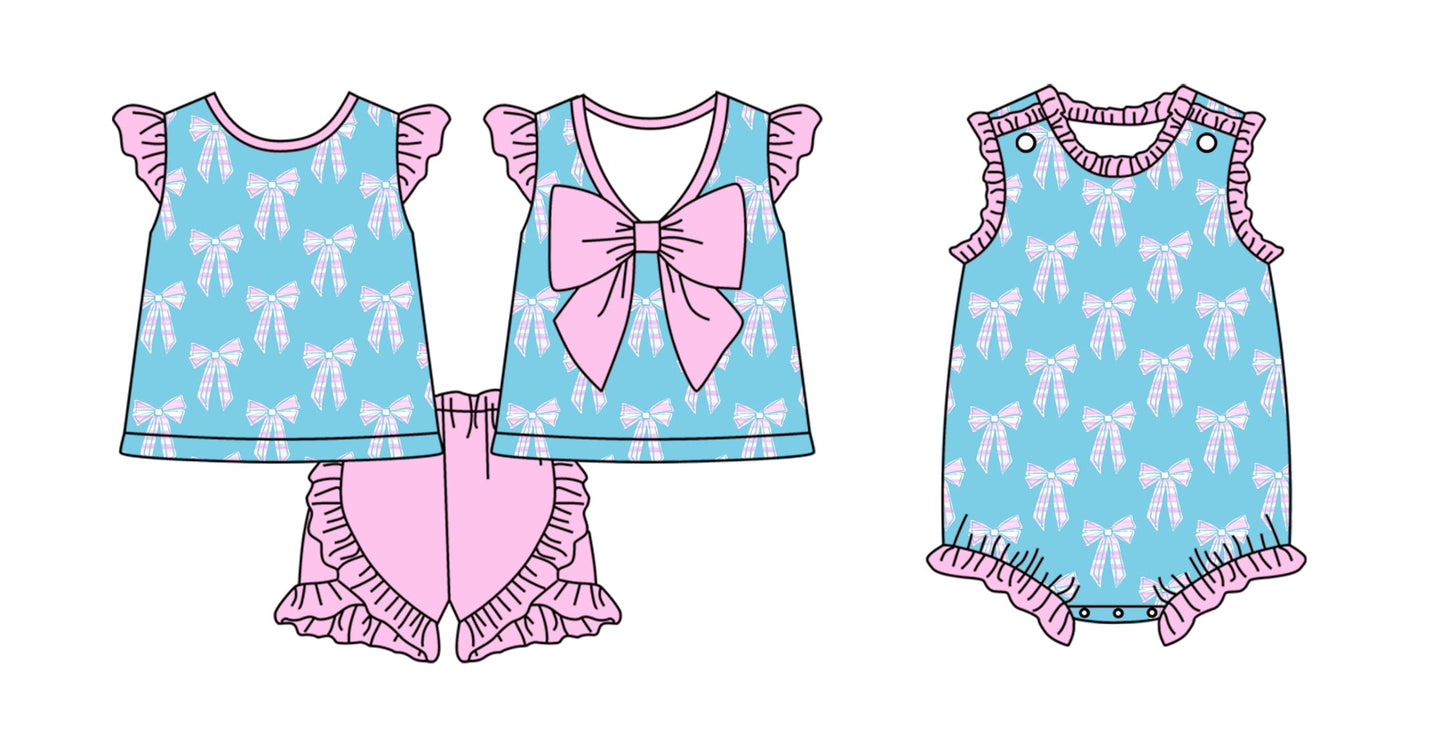 Baby Girl Bows Sibling Summer Romper Set ( Moq 5 Each Style ) 2.10