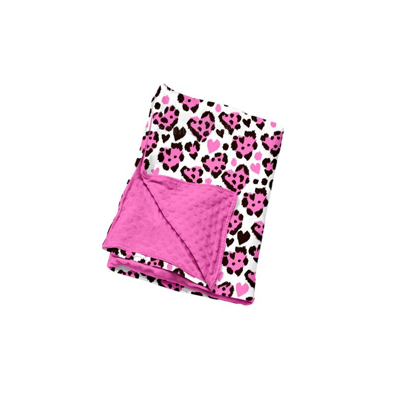 ( Moq 5 ) Preorder Baby Kids Girls Valentine Hearts Leopard Pink Blanket