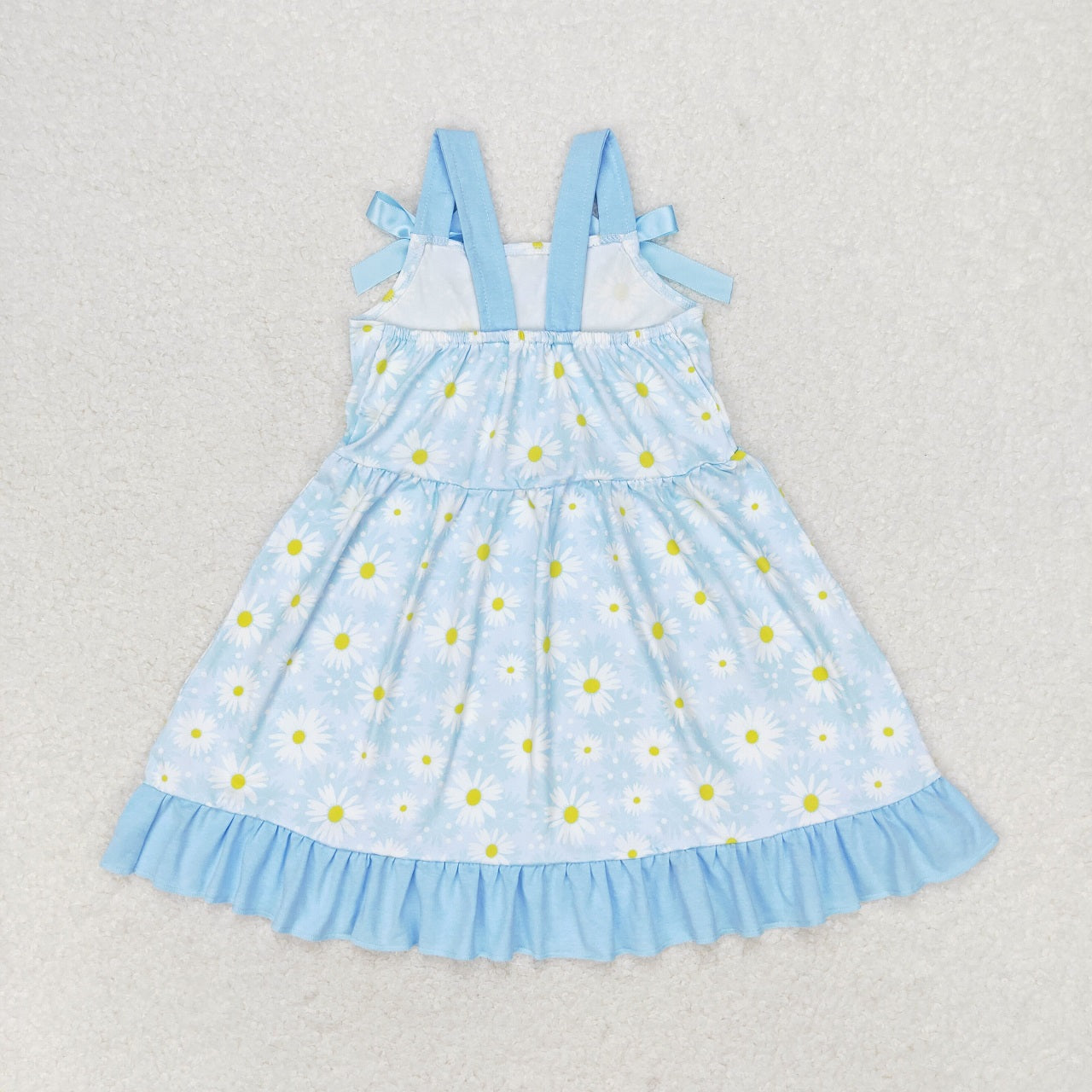 Baby Girl Blue Sleeveless Flower Summer Set Dress Sibling Clothes