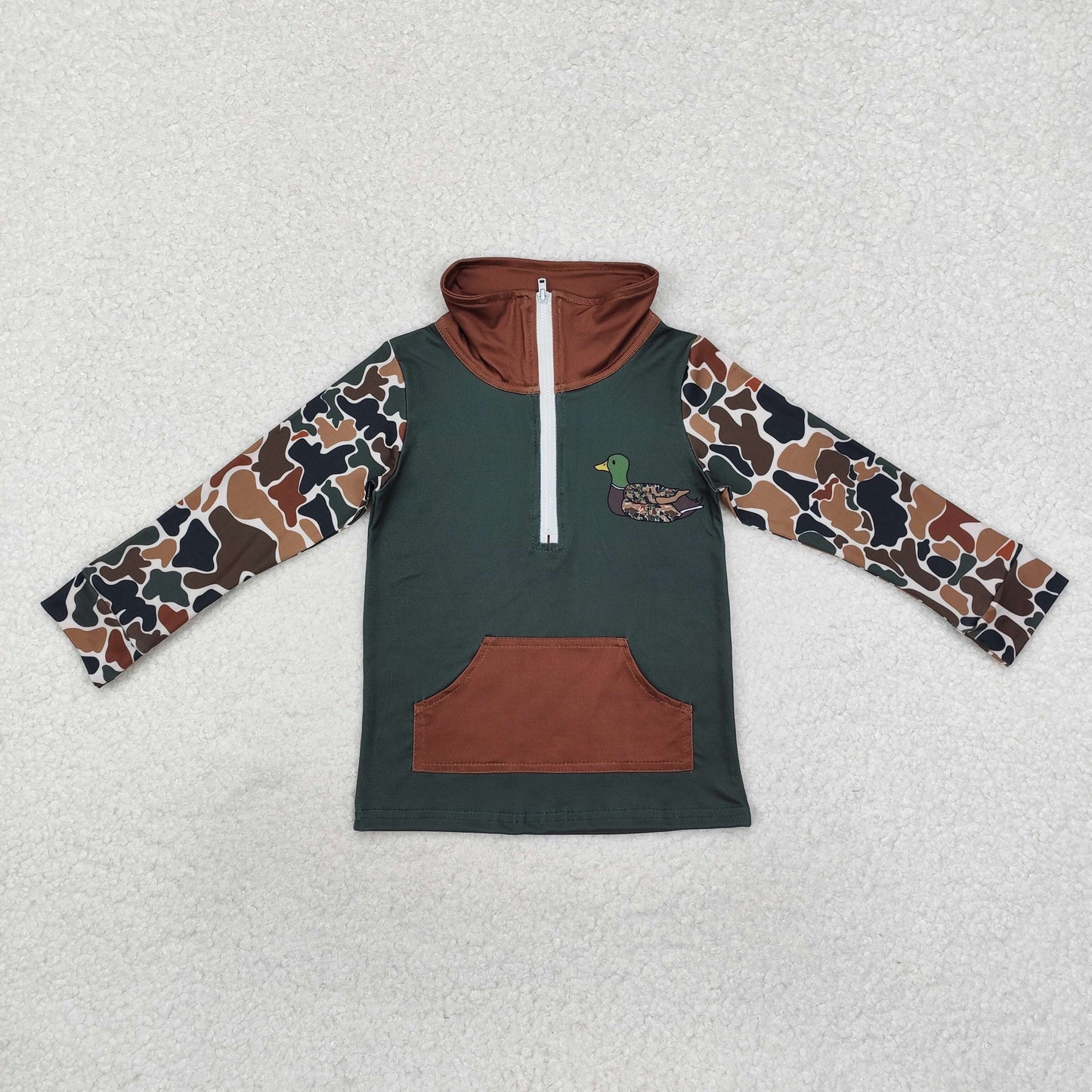 Baby Boy Long Sleeves Camo Zipper Duck Hunting Pullover Shirt