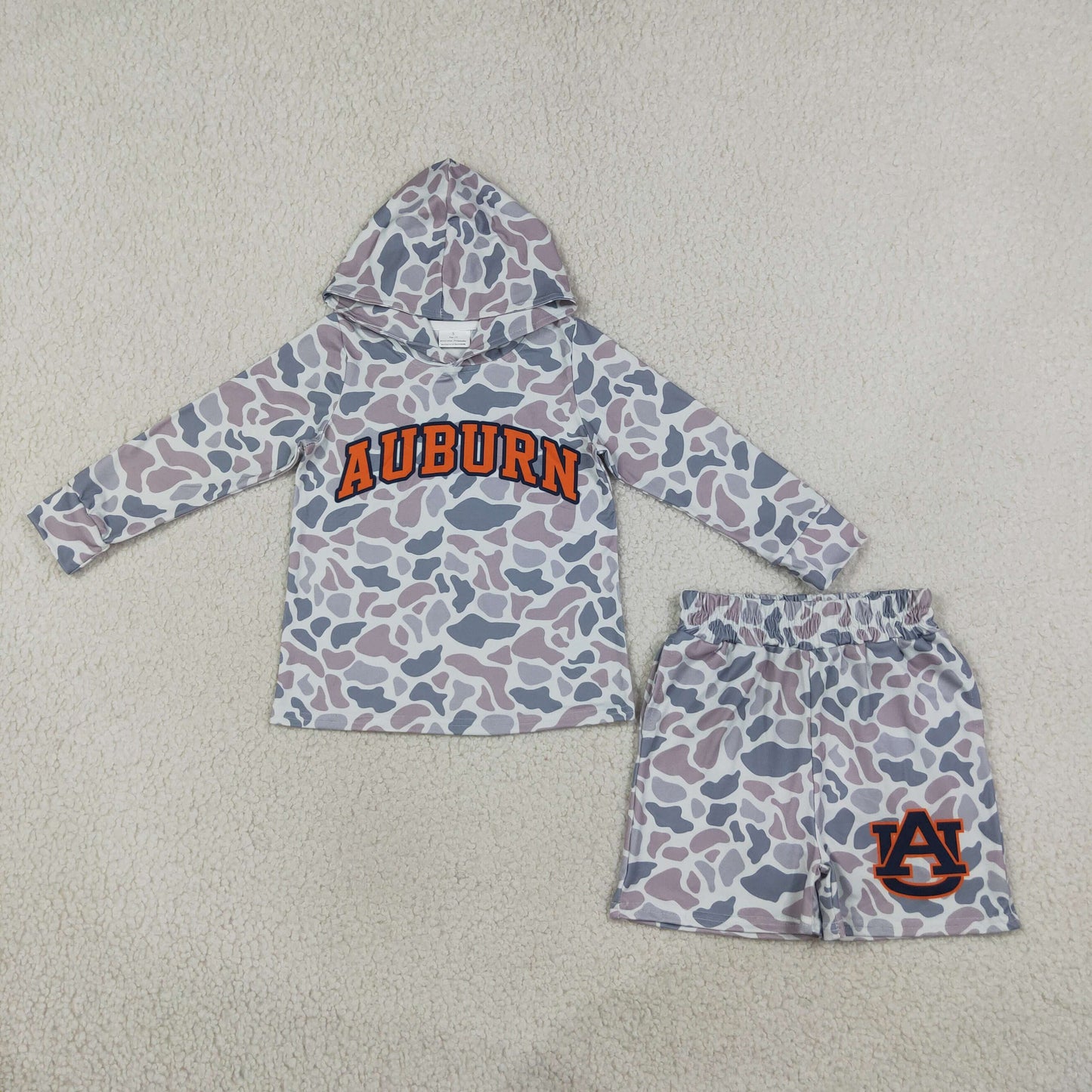 Baby Boy Kids Long Sleeves Grey Camo Hoodie Shirt Shorts Team Set RTS