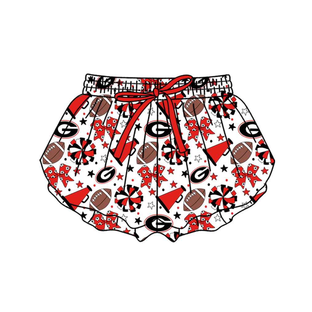 ( Moq 5 ) Baby Girls Kids Red Bows Cheer Football Shorts Bottoms Team Clothes
