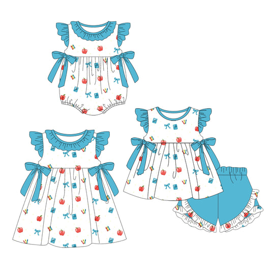 Baby Girl Back To School Apple Sibling Romper Dress Set ( Moq 5 Each Style ) 1.18