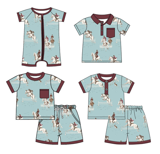 Baby Boy Short Sleeves Western Rodeo Sibling Romper Shirt Set ( Moq 5 Each Style ) 3.3