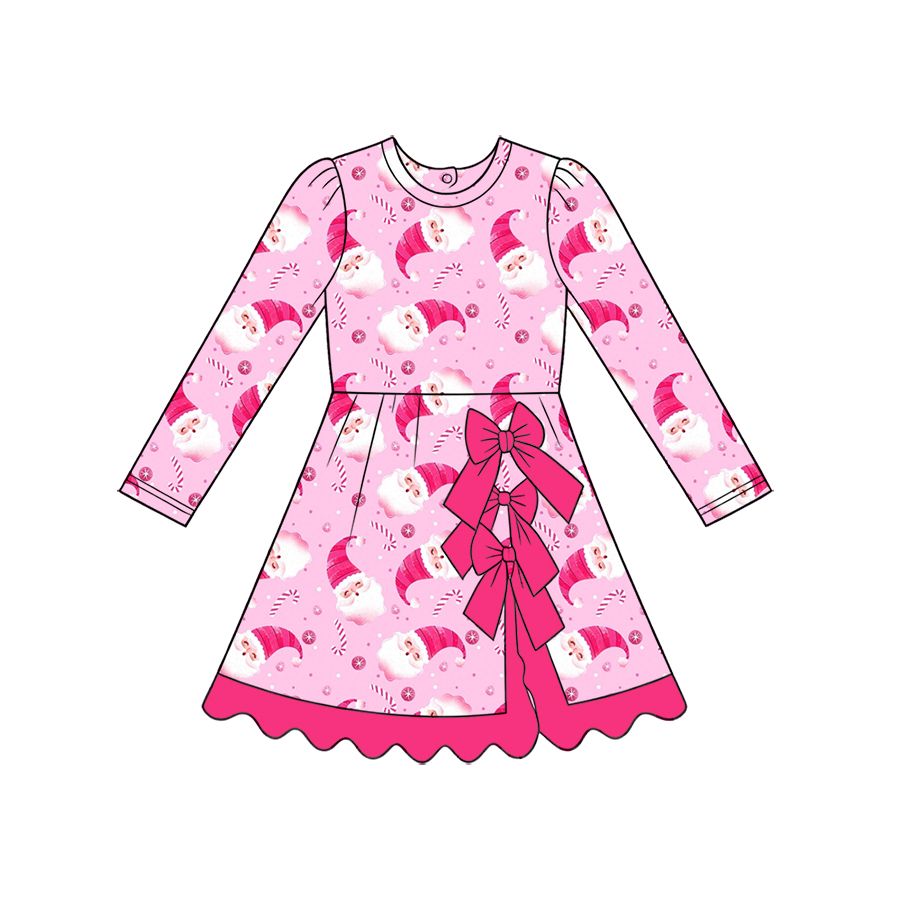 ( Moq 5 ) Preorder Baby Girls Kids Bows Santa Christmas Shorts Scallop Dress Yoga Active Pink Clothes