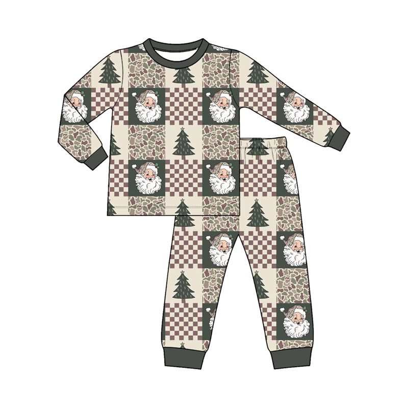 ( Moq 5 ) Preorder Baby Boys Kids Santa Tree Shirt Camo Pants Christmas Set Pajamas Clothes