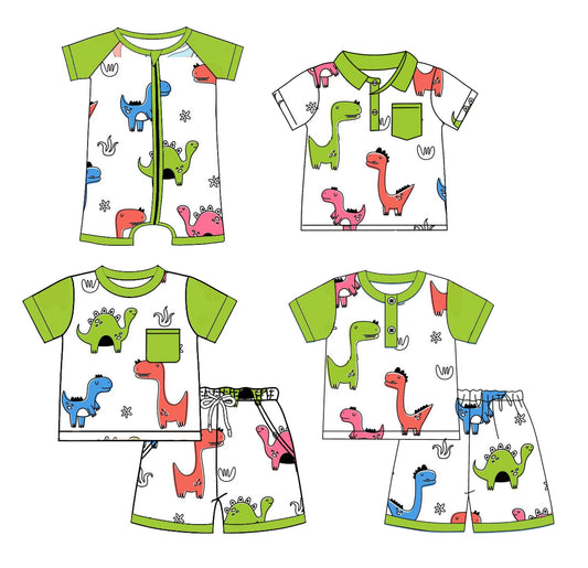 Baby Boy Short Sleeves Dinosaurs Sibling Romper Shirt Set ( Moq 5 Each Style ) 2.27