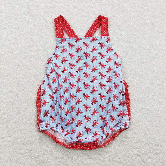 SR0745 Baby Girl Crawfish Ruffle One Piece Romper