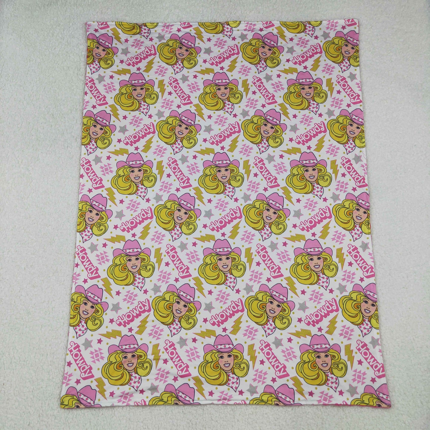 Girls Kids Toddler Howdy Western Cowgirl Print Pink Blanket RTS