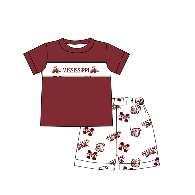 Baby Boy Short Sleeves Team Shirt Dogs Shorts Clothes Set (Moq 5 )