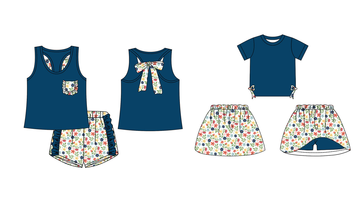Baby Girl Summer Sibling Floral Blue Set ( Moq 5 Each Design ) 12.14