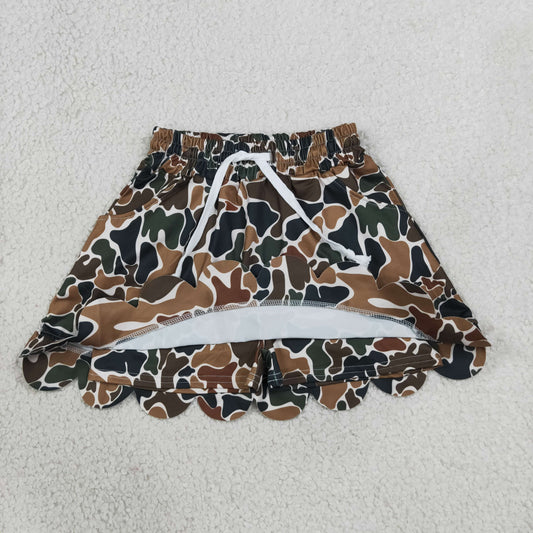 Baby Girls Kids Shorts Pockets Skirt Scallop Brown Camo Clothes RTS