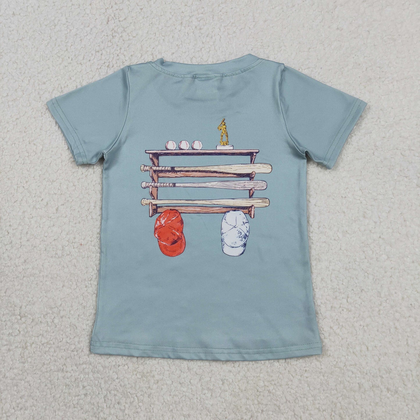 Baby Boys Kids Short Sleeves Baseball Green Shirt Tops RTS