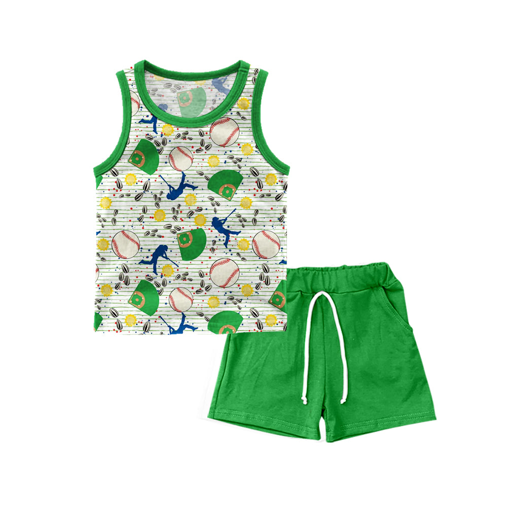 Baby Boy Toddler Sleeveless Baseball Shirt Green Shorts Clothes Hunting Set Moq 5 (11.30)