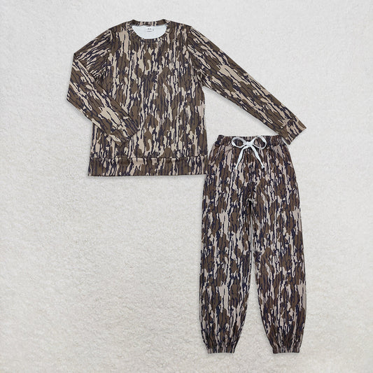 Adult Women Long Sleeves Camo Shirt Pockets Yoga Active Pants Clothes Set