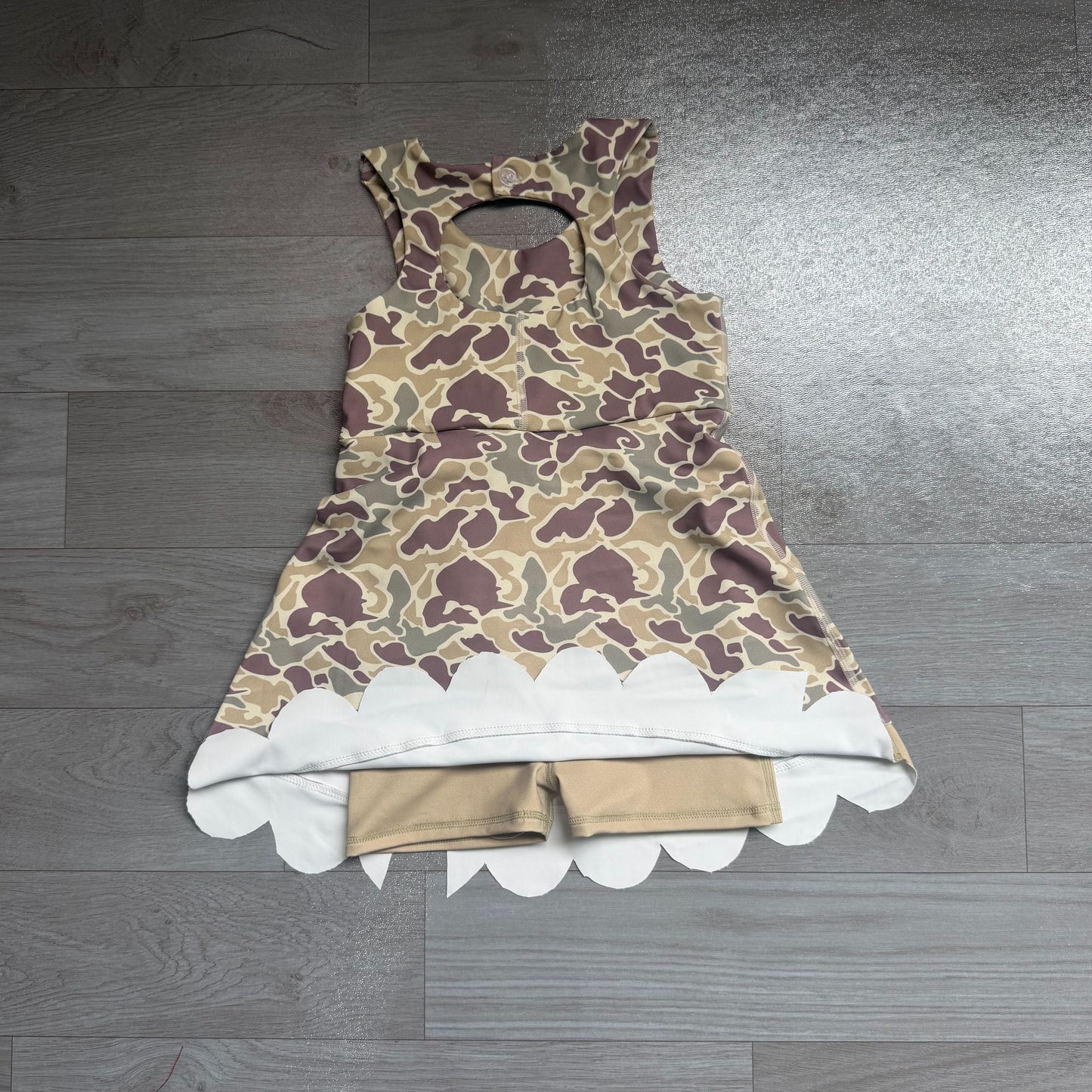 ( No moq ) Preorder Baby Girls Kids Camo Bows Shorts Scallop Dress Yoga Active Clothes