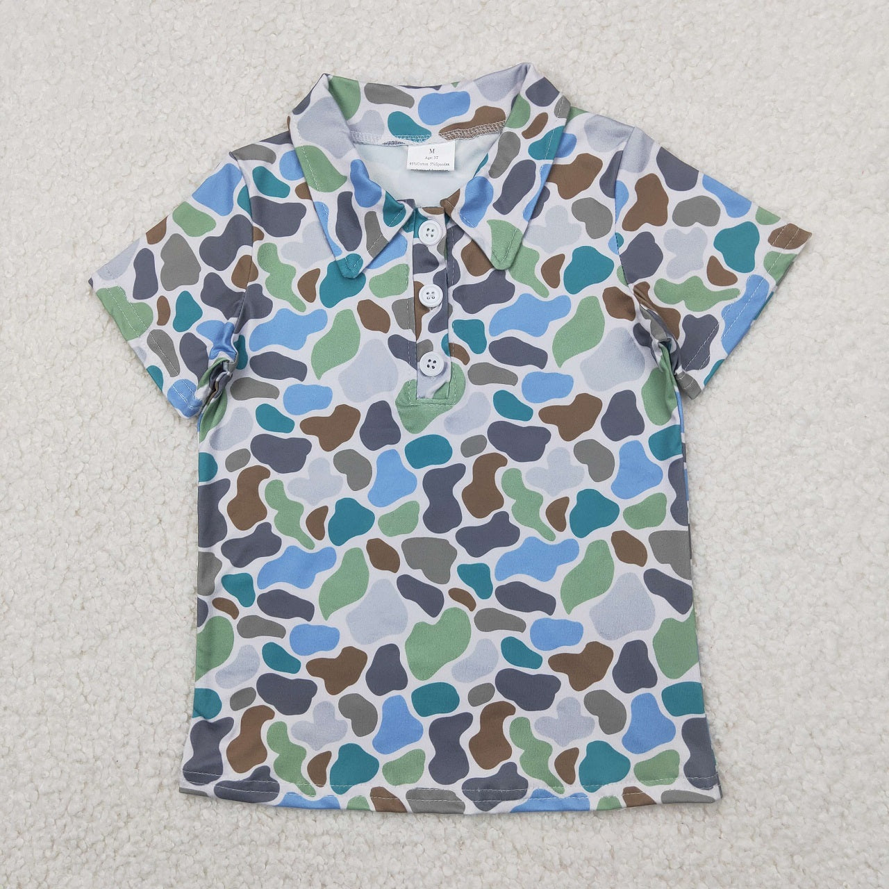 Sibling ( 7-12 ) Boys Kids Short Sleeves Camo Buttons Shirt Tops RTS
