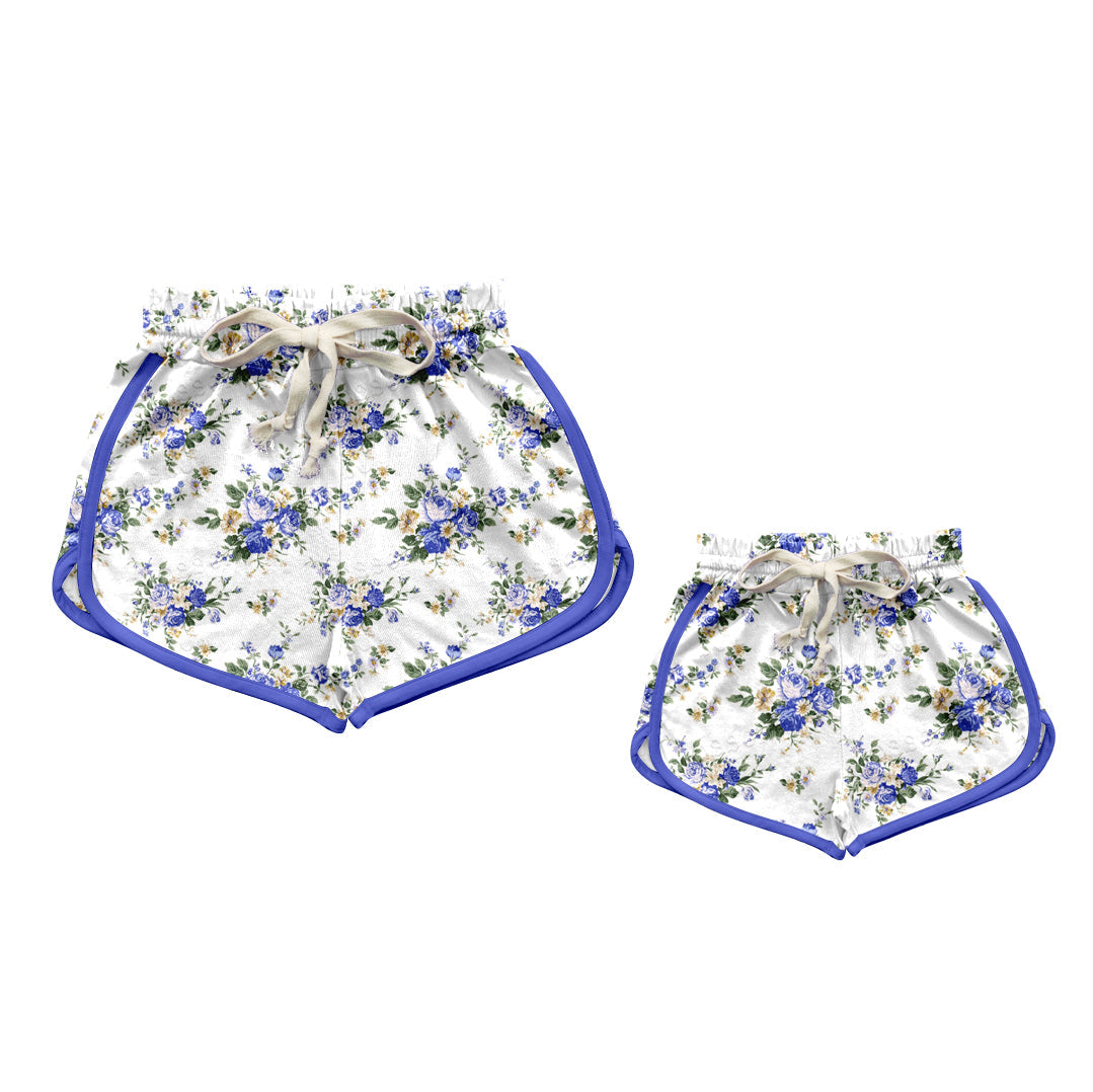 Baby Girl Toddler Adult Women Purple Flower Sibling Family Shorts ( Moq 5 Each Style ) 12.10