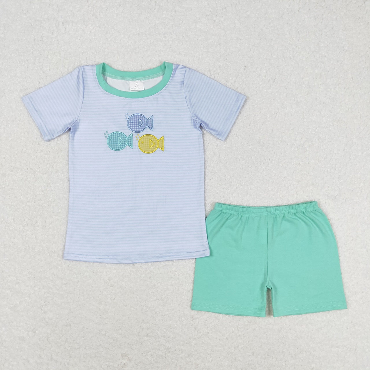 Baby Boy Short Sleeves Embroidery Fishing Shirt Summer Shorts Sibling Clothes Set RTS