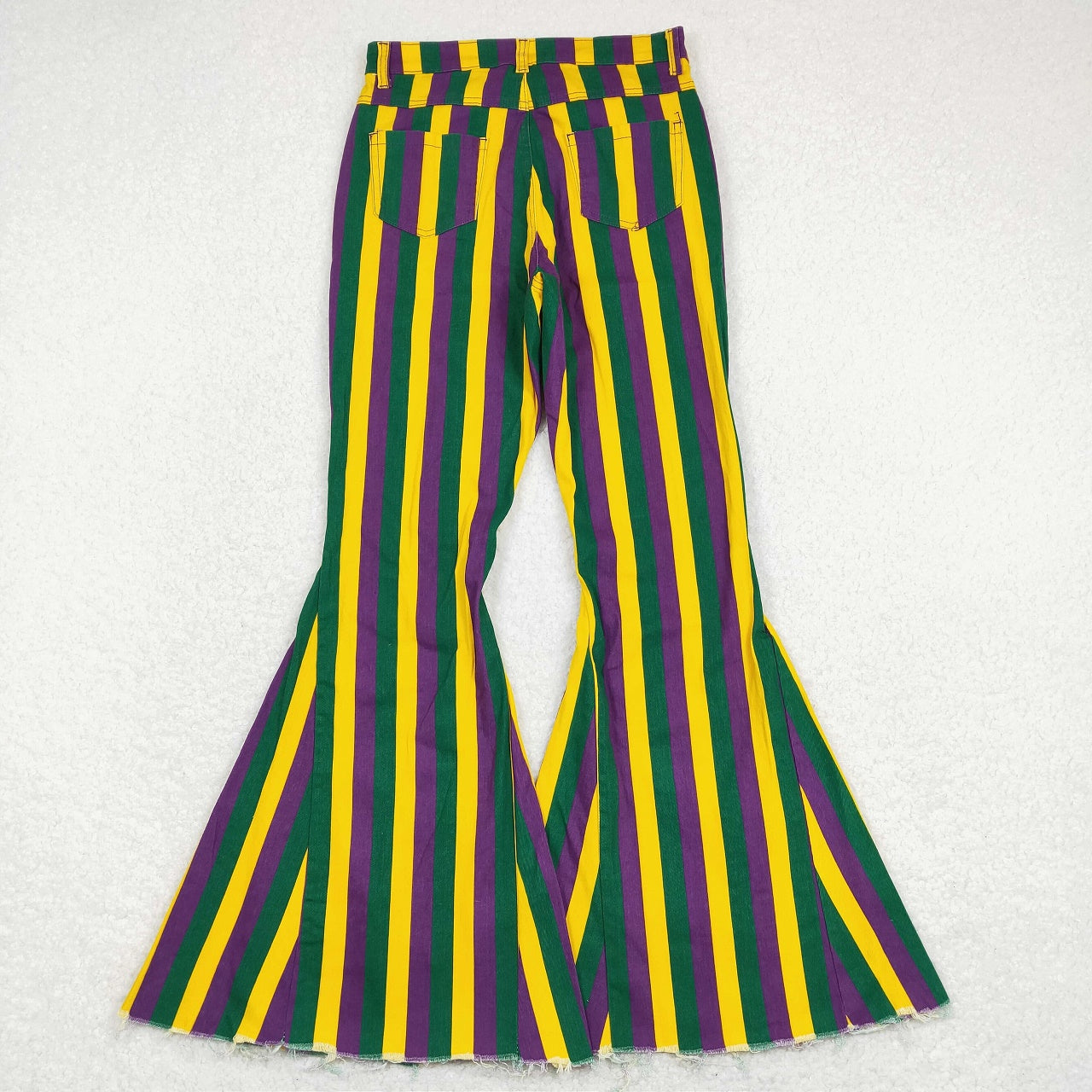 P0328 Mardi Gras Adult Women Stripes Denim Jeans Bell Pants