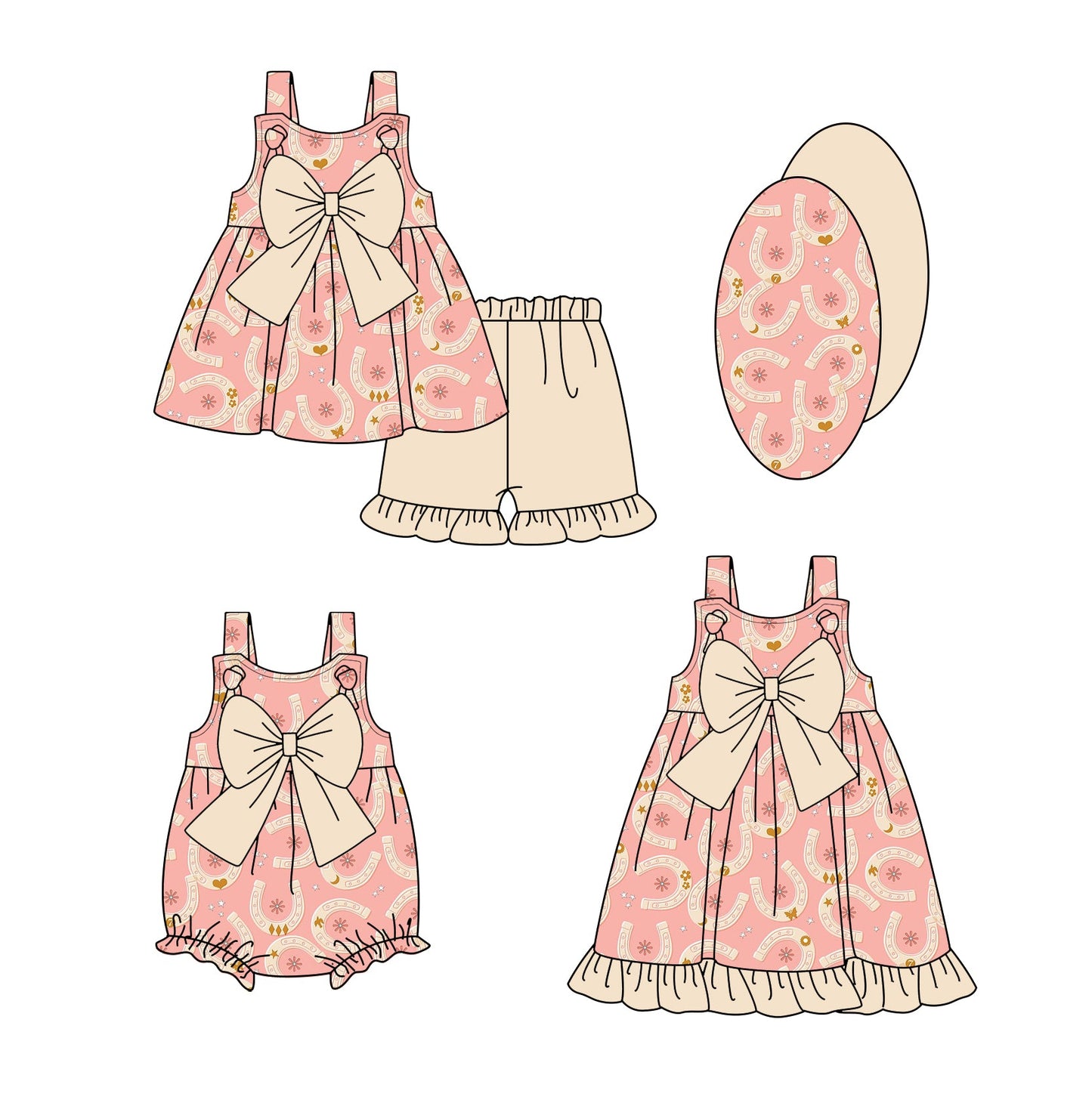 Baby Girl Western Bows Sibling Romper Dress Set ( Moq 5 Each Style ) 1.23