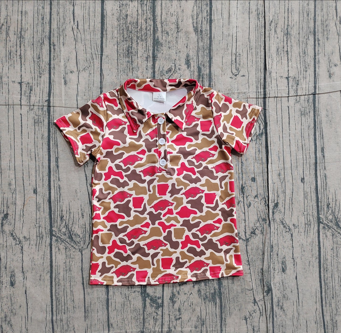 Baby Boys Kids Short Sleeves Pigs Camo Print Team Buttons Shirt Tops RTS