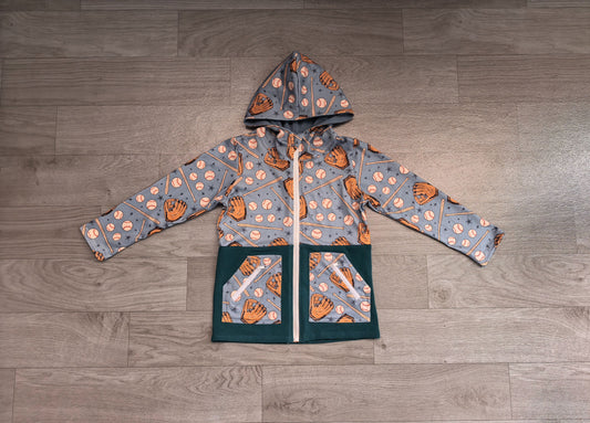 ( No moq ) Preorder Baby Boy Long Sleeves Baseball Zipper Pockets Hoodie Shirt
