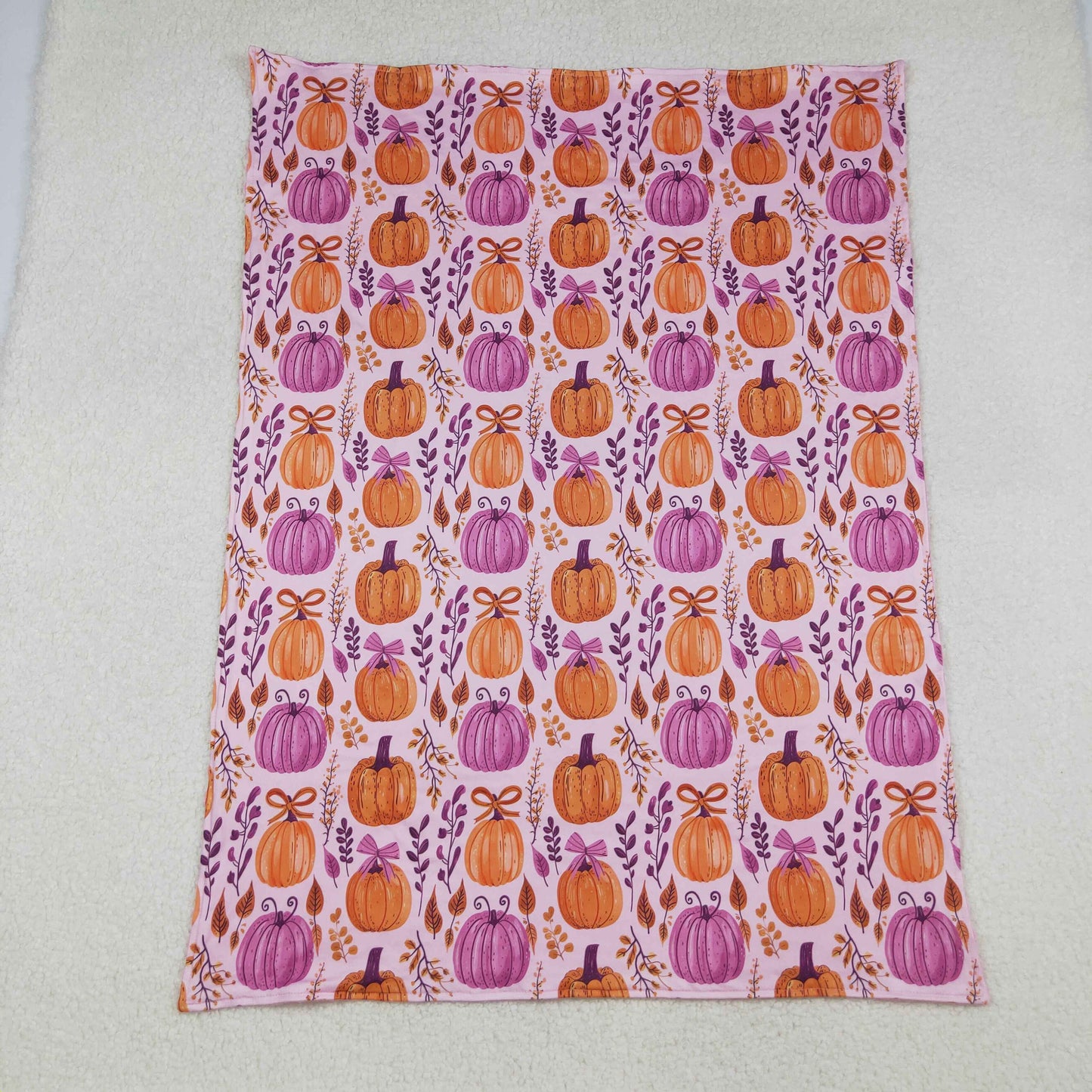 Baby Girl Toddler Pumpkins Bows Fall Blanket RTS
