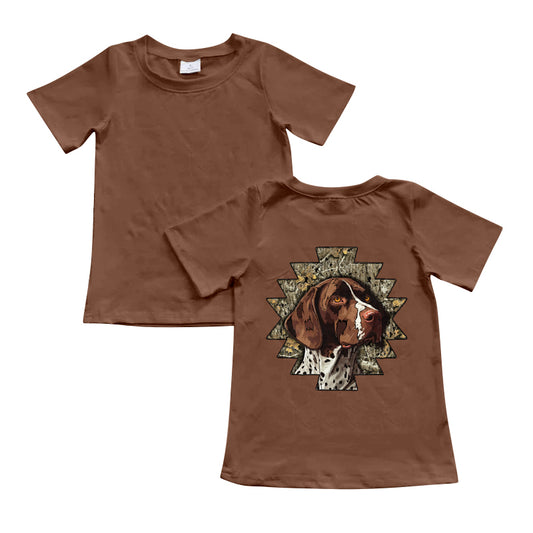 Baby Boy Brown Short Sleeves Dog Hunting Shirt ( Moq 5 Each Design )11.26