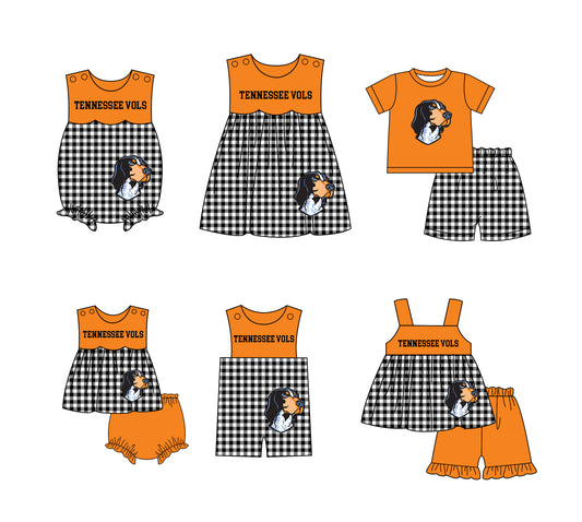 ( Moq 5 Each Style ) Baby Boys Girls Kids Dog Plaid Team Sibling Rompers Dress Sets