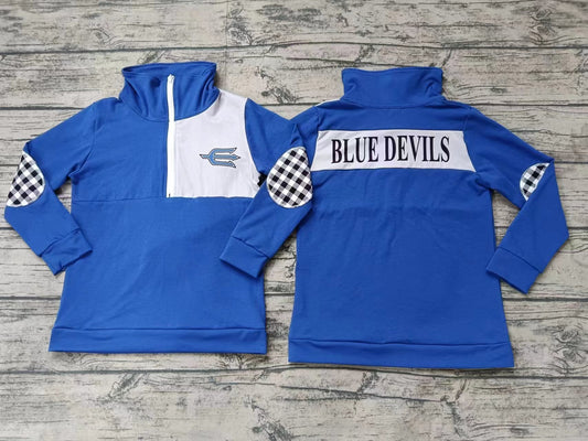 Baby Boy Long Sleeves Blue Team Zipper Shirt Tops Moq 5