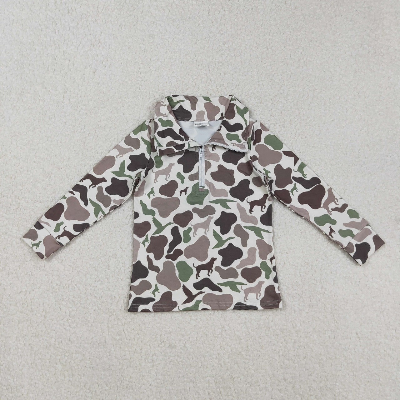 Sibling Boys Kids Long Sleeves Ducks Dogs Deer Camo Zipper Shirt Pullover Tops Clothes RTS