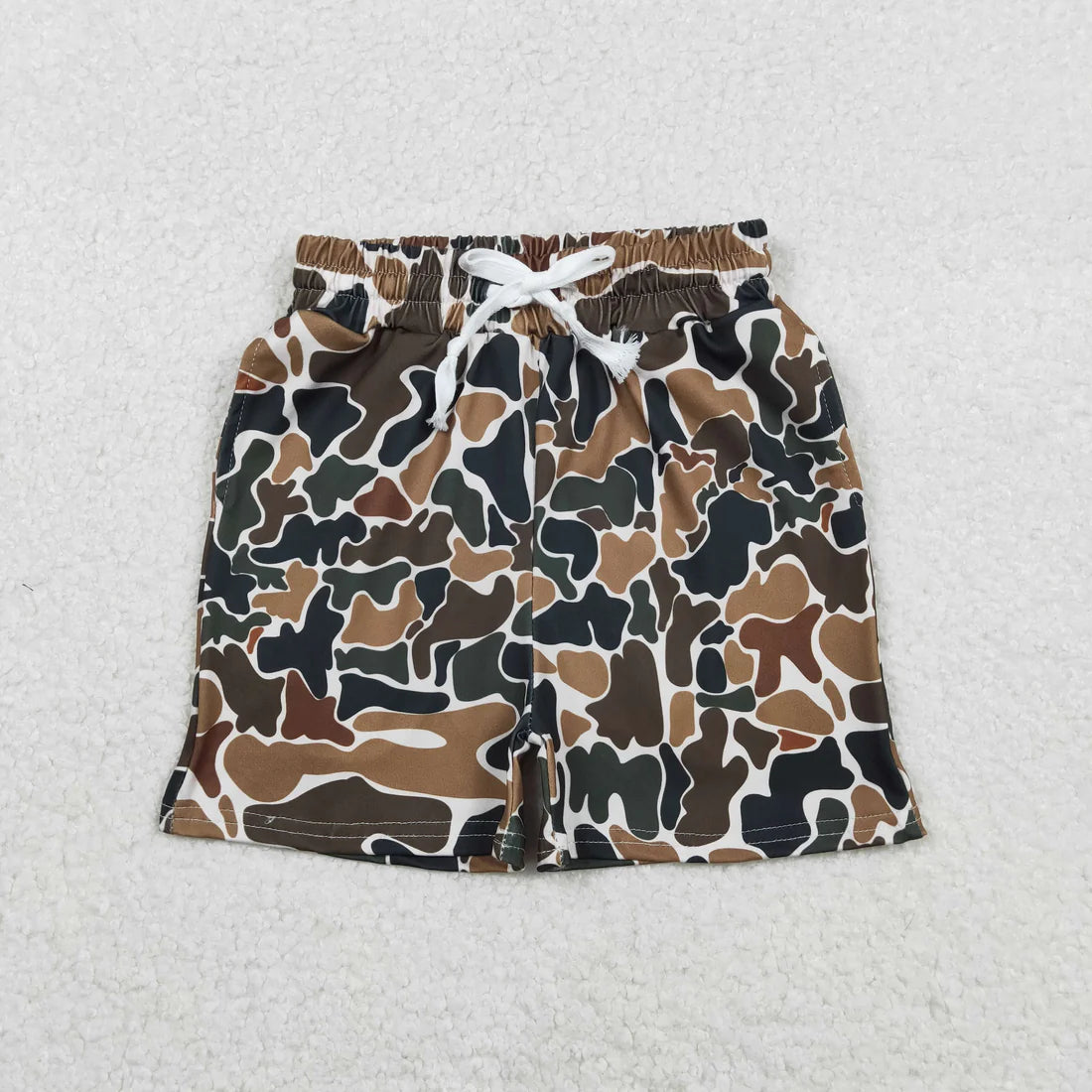 Baby Boys Short Sleeves Grey Shirt Brown Green Camo Pockets Shorts Fishing Clothes Set RTS