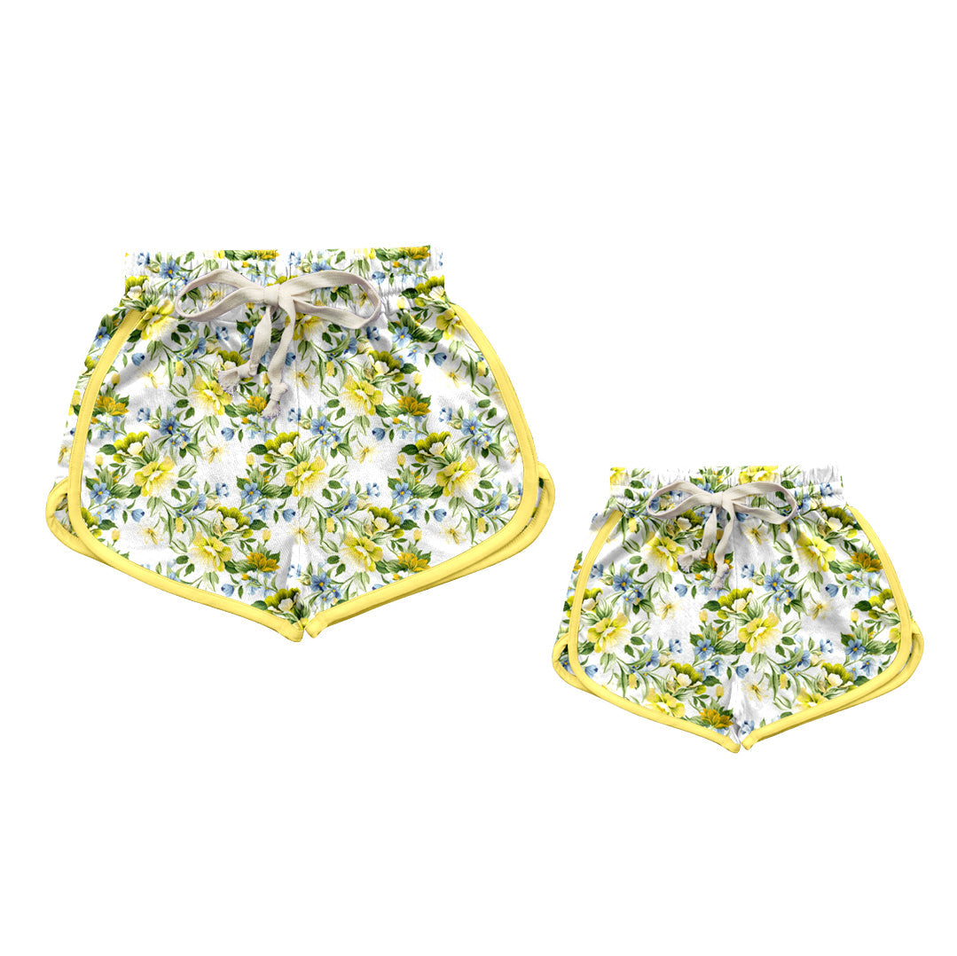 Baby Girl Toddler Adult Women Yellow Flower Sibling Family Shorts ( Moq 5 Each Style ) 12.10