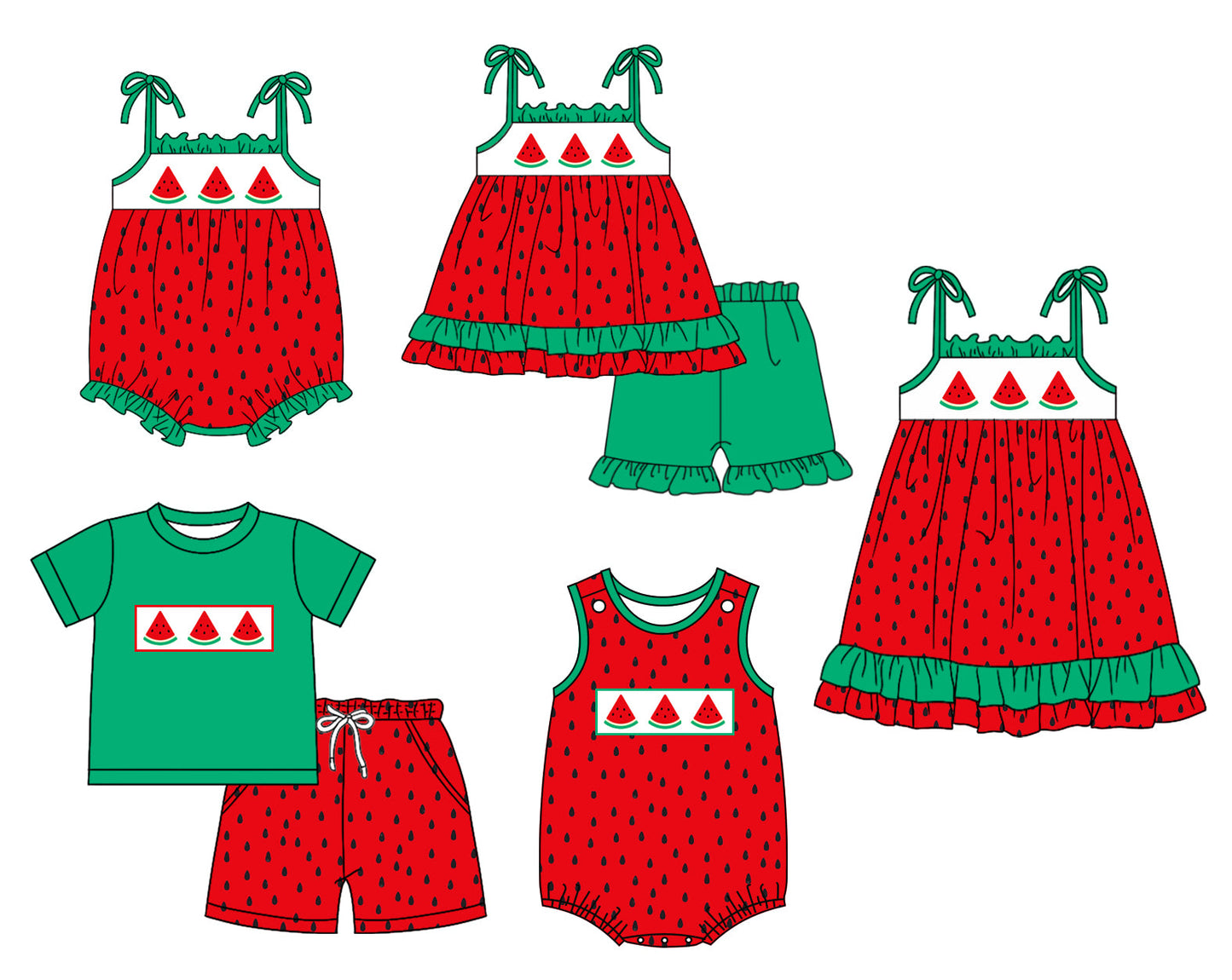 Baby Boy Girl Watermelon Sibling Romper Dress Set ( Moq 5 Each Style ) 1.17