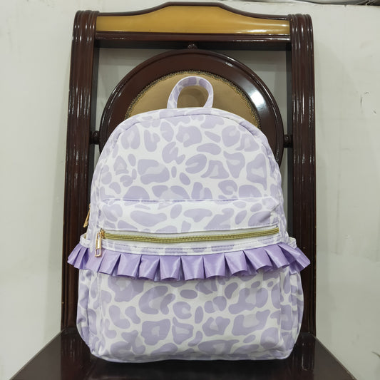 Baby Girl Leopard Purple Ruffle Backpack Bags RTS
