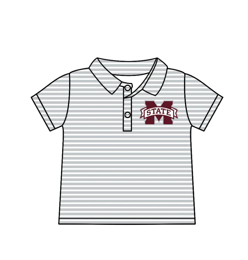 ( Moq 5 ) Baby Boys Short Sleeves Stripes M State Team Buttons Shirt Tops