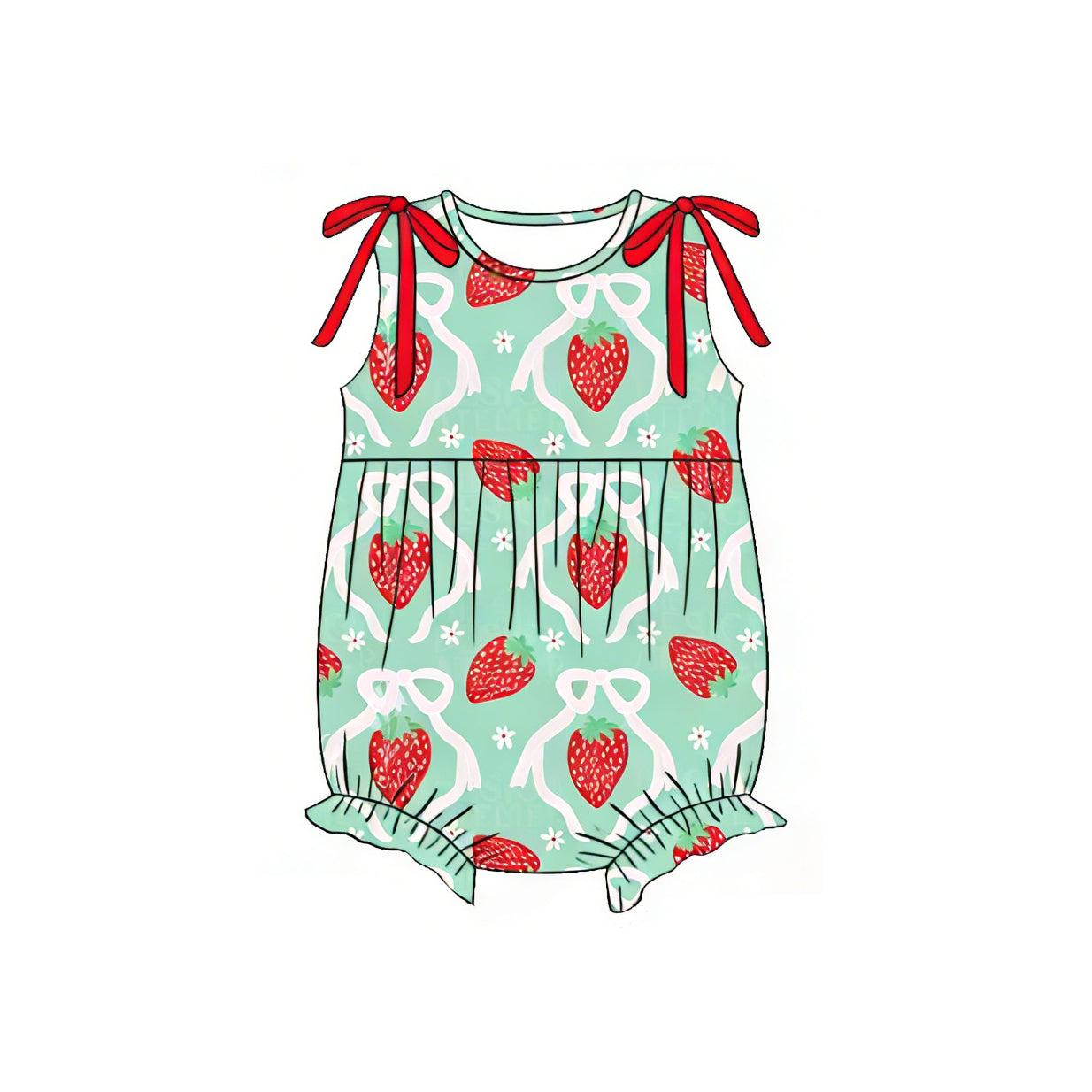 ( Moq 5 ) Preorder Baby Girls Infant Strawberry Bows Summer Bubble Romper Clothes