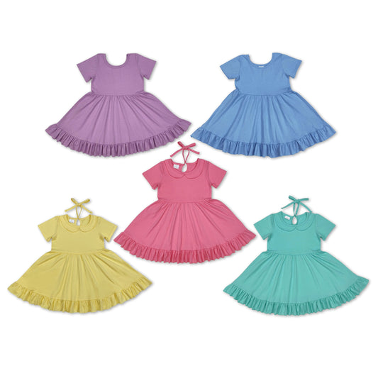 Baby Girl Short Sleeves Sibling Ruffle Cottons Twirl Dress RTS