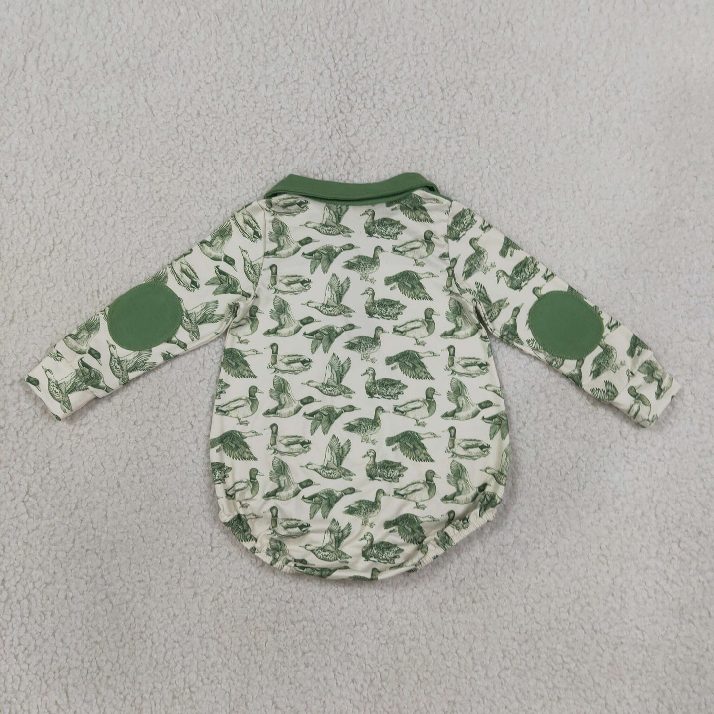 Baby Boys Infant Long Sleeves Ducks Zipper Green Bubble Romper Clothes RTS
