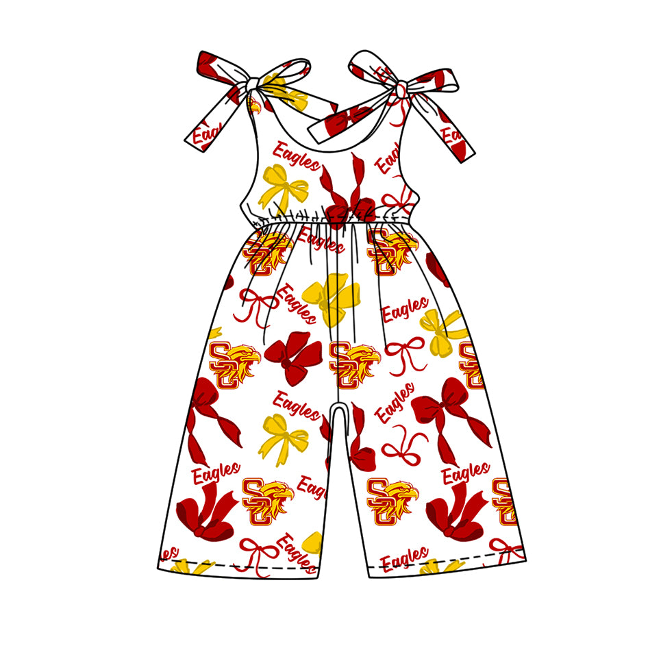 ( Moq 5 each style ) Baby Boy Girl Team Cheer Sibling Shirt Bows Eagles Jumpsuit Dress Set 7.31